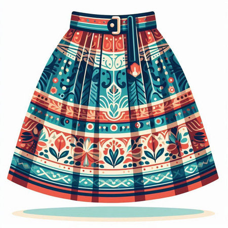 Illustration of a skirt with a pattern on a white background.