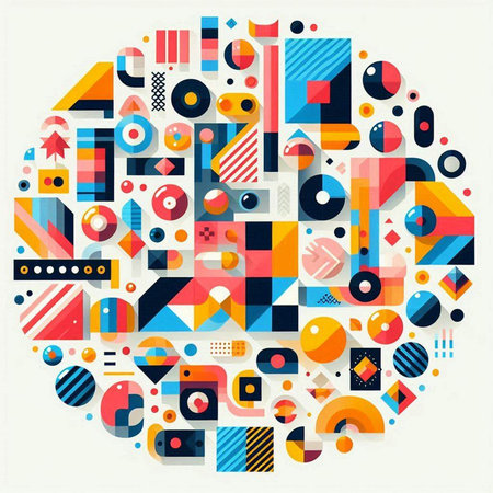 Abstract geometric composition in the form of a circle. Vector illustration.のイラスト素材