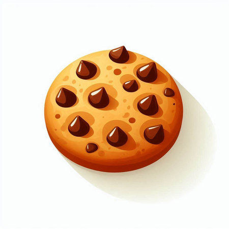 Chocolate chip cookie isolated on white background. Realistic vector illustration.のイラスト素材