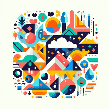 Abstract colorful geometric shapes in the form of a circle. Vector illustrationのイラスト素材