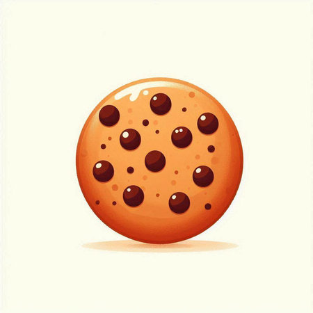 Illustration of a chocolate chip cookie on a white background, vector illustrationのイラスト素材
