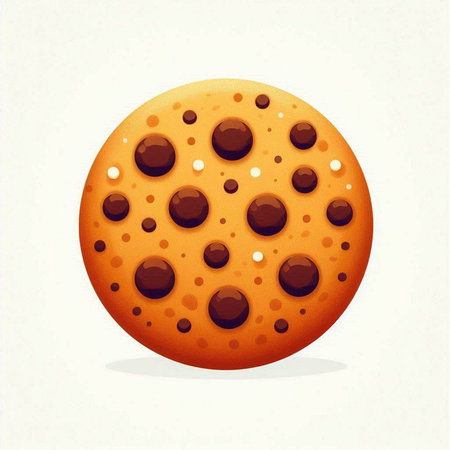 Vector illustration of a round biscuit with chocolate chips on a white backgroundのイラスト素材