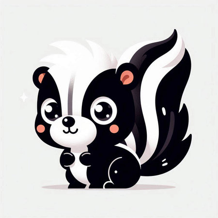 Cute cartoon skunk. Vector illustration on a white background.のイラスト素材