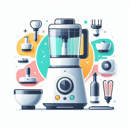 Kitchen appliances. Blender, mixer, blender, coffee grinder. Vector illustrationのイラスト素材