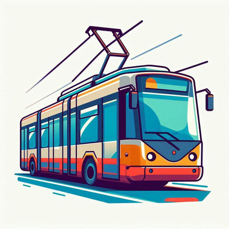 Trolleybus or public transport. Vector illustration. Eps 10.