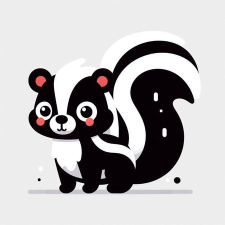 Cute skunk cartoon character vector illustration. Flat design style.のイラスト素材