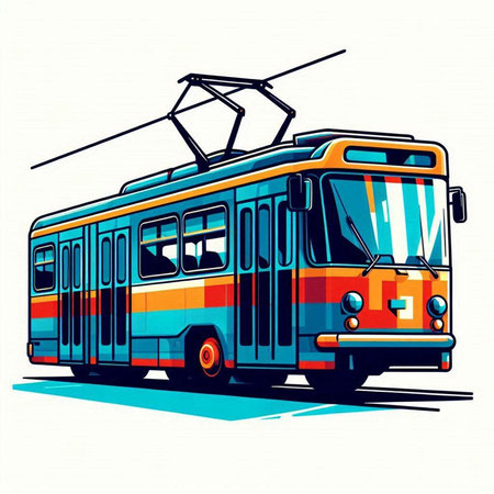 Tram in retro style. Vector illustration, eps 10.のイラスト素材