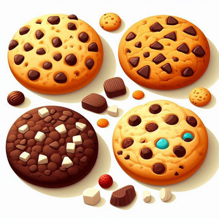 Set of chocolate cookies with different fillings. Vector realistic illustration.のイラスト素材