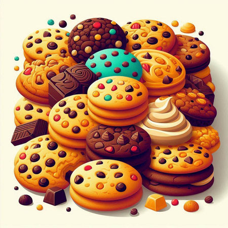 Sweets background with chocolate, macaroons, cookies and candies