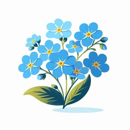 Blue forget-me-not flowers isolated on white background. Vector illustration.のイラスト素材