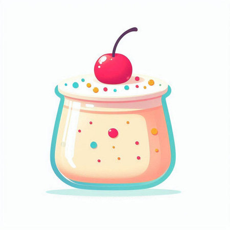 Vector illustration of a dessert in a glass jar on a white backgroundのイラスト素材