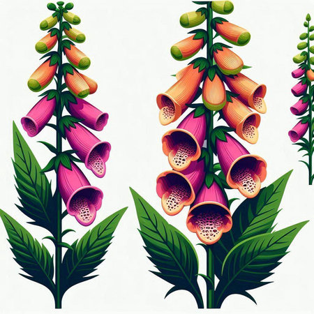 Digitalis purpurea, foxglove, foxglove, foxglove, foxglove, foxglove, foxgloveのイラスト素材