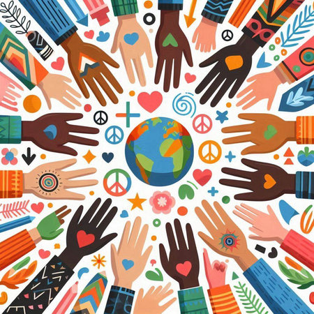 Vector illustration of hands around the planet earth. World environment day concept.のイラスト素材
