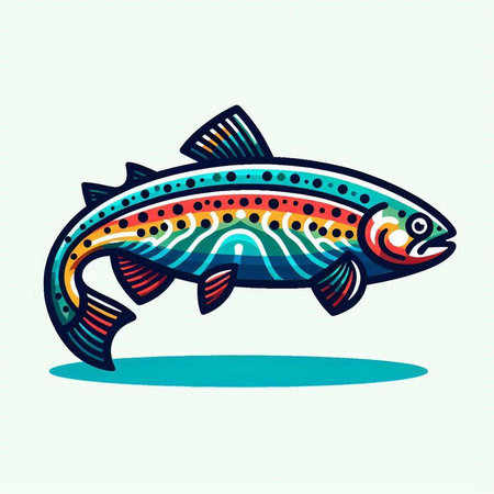 Vector illustration of a rainbow trout fish isolated on a white background.のイラスト素材