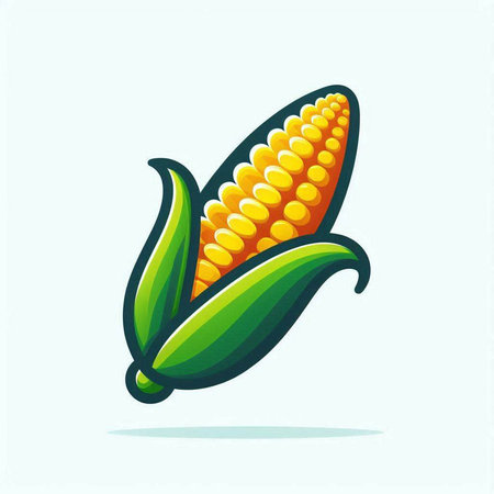 Corn icon. Vector illustration of a corn on a blue background.のイラスト素材