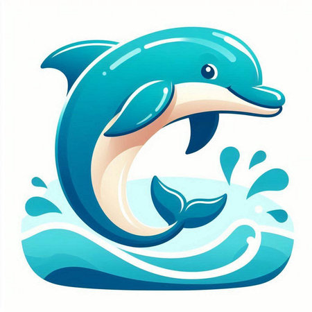 Dolphin in the sea. Vector illustration isolated on white background.のイラスト素材