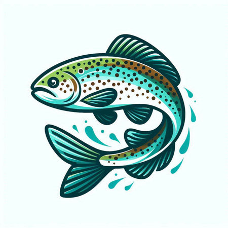 Colorful rainbow trout vector illustration. Isolated on white background.