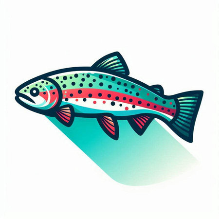 Illustration of a rainbow trout isolated on a white background - vectorのイラスト素材