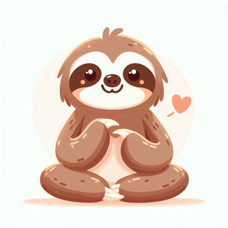 Cute baby sloth sitting on the floor. Vector illustration.のイラスト素材