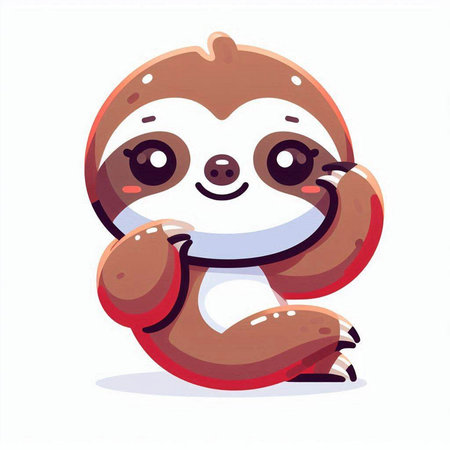 Cute cartoon sloth character. Vector illustration isolated on white background.のイラスト素材