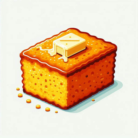 Illustration of a piece of cake with butter on a white backgroundのイラスト素材