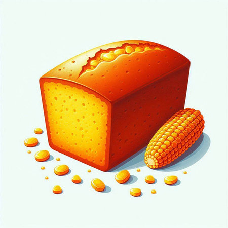 Illustration of a piece of cheese and corn on a white backgroundのイラスト素材