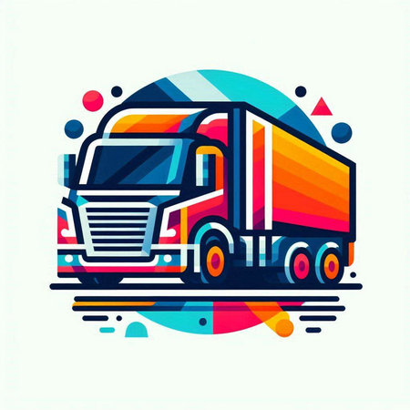 Truck colorful icon, logistic and delivery concept. Vector illustration.のイラスト素材