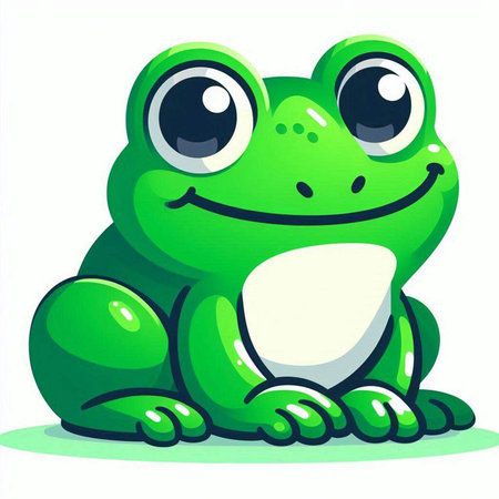 Cute cartoon frog sitting on a white background. Vector illustration.のイラスト素材