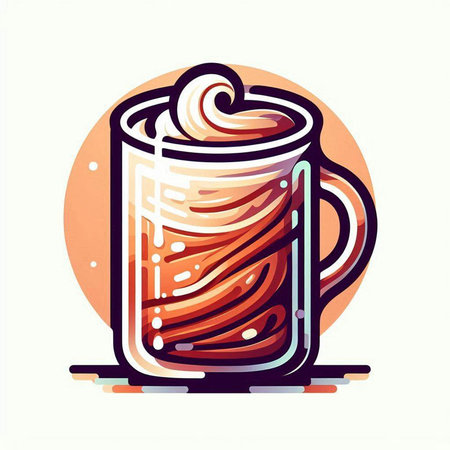 Coffee cup with whipped cream. Vector illustration in retro style.のイラスト素材