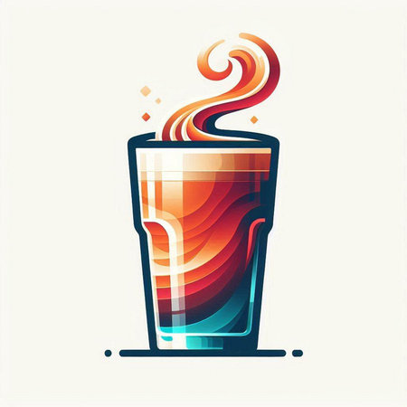 vector illustration of a glass of cola with red and blue stripesのイラスト素材