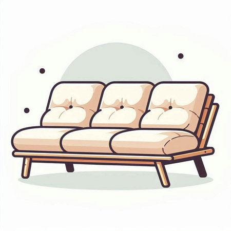 Sofa in flat style. Vector illustration. Isolated on white background.のイラスト素材