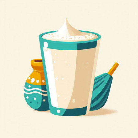 Coffee and milk in a glass. Vector illustration in flat styleのイラスト素材
