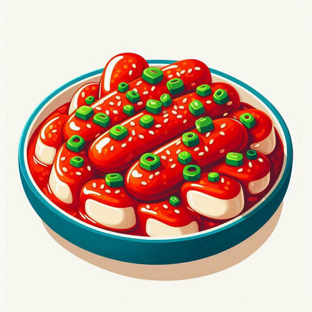Illustration of a bowl of red beans with green peas on topのイラスト素材