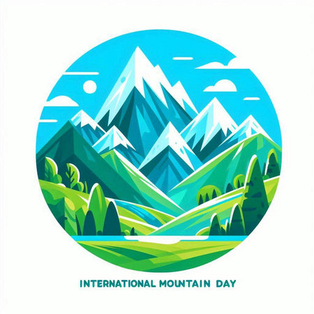 International Mountain Day. Vector Illustration of Mountains with Landscape.のイラスト素材