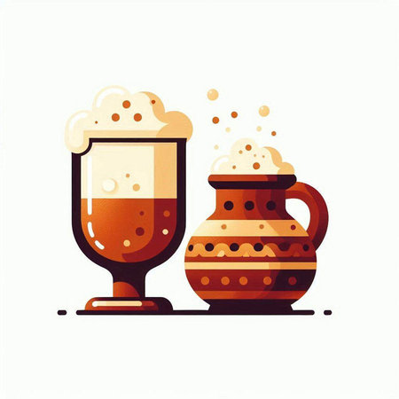 Mug of beer with foam. Vector illustration in flat style.のイラスト素材