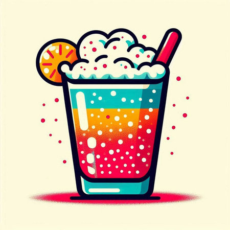Cocktail with foam and bubbles. Vector illustration in flat style.のイラスト素材