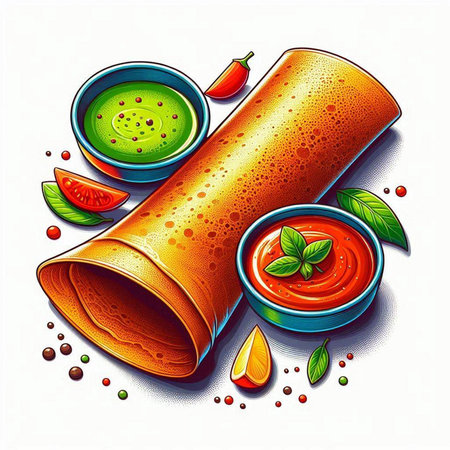 Vector illustration of a set of colorful jalapeno pepper sauce in a glass tube.のイラスト素材