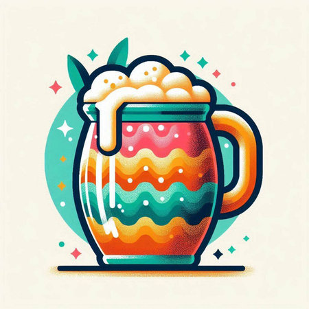 Mug of beer with foam. Vector illustration in retro style.のイラスト素材