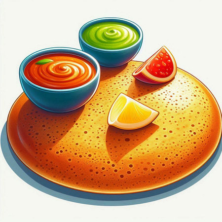 Tomato sauce and lime on a plate. Illustration in retro style.のイラスト素材