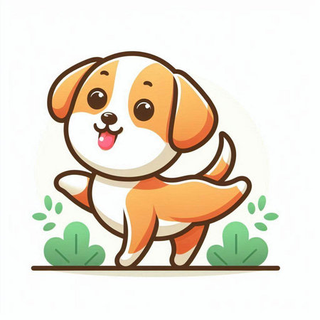 Cute cartoon dog. Vector illustration in a flat style on a white background.のイラスト素材