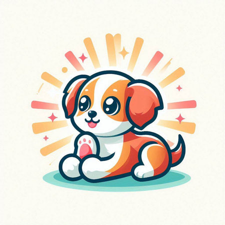 Cute puppy. Vector illustration of a dog. Cartoon style.のイラスト素材