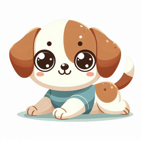 Cute cartoon dog. Vector illustration isolated on a white background.のイラスト素材