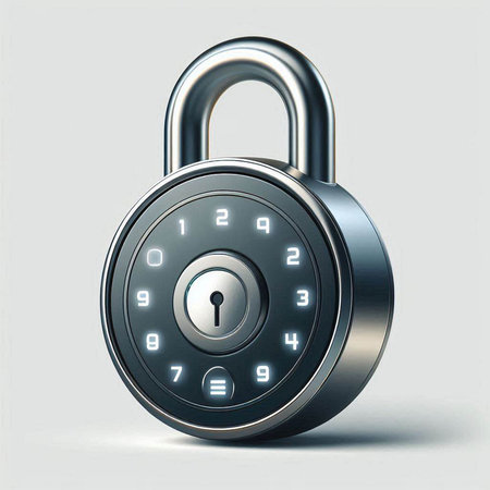 Padlock with keyhole on white background. 3D rendering.のイラスト素材