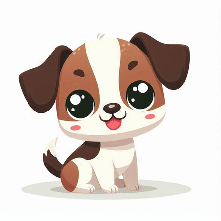 Cute cartoon dog on white background. Vector illustration of a dog.のイラスト素材