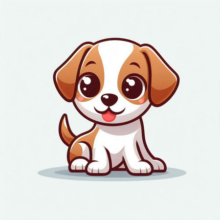 Cute cartoon dog. Vector illustration of a cute puppy with a funny expression.のイラスト素材