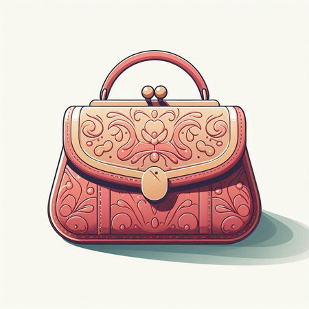 Handbag on a white background. Vector illustration in retro style.のイラスト素材