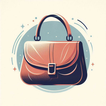 Illustration of a woman's handbag in retro style, vector illustrationのイラスト素材