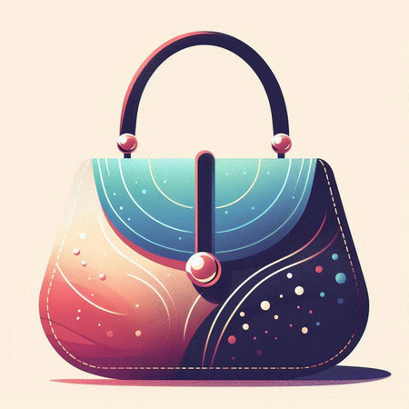 Fashionable women's handbag in retro style. Vector illustration.のイラスト素材