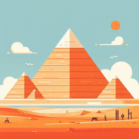 Egyptian pyramids. Vector illustration in flat style. Eps 10