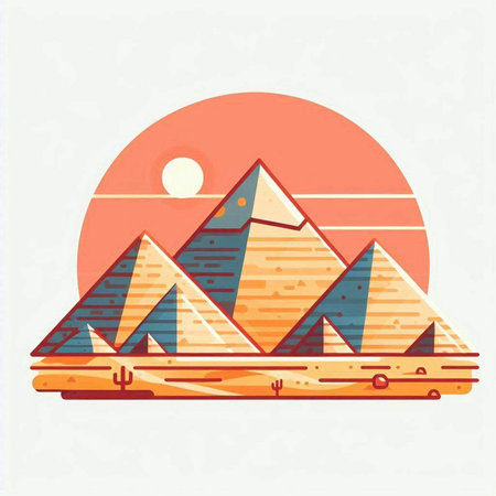 Egypt pyramids. Vector illustration in flat style. Flat design.のイラスト素材